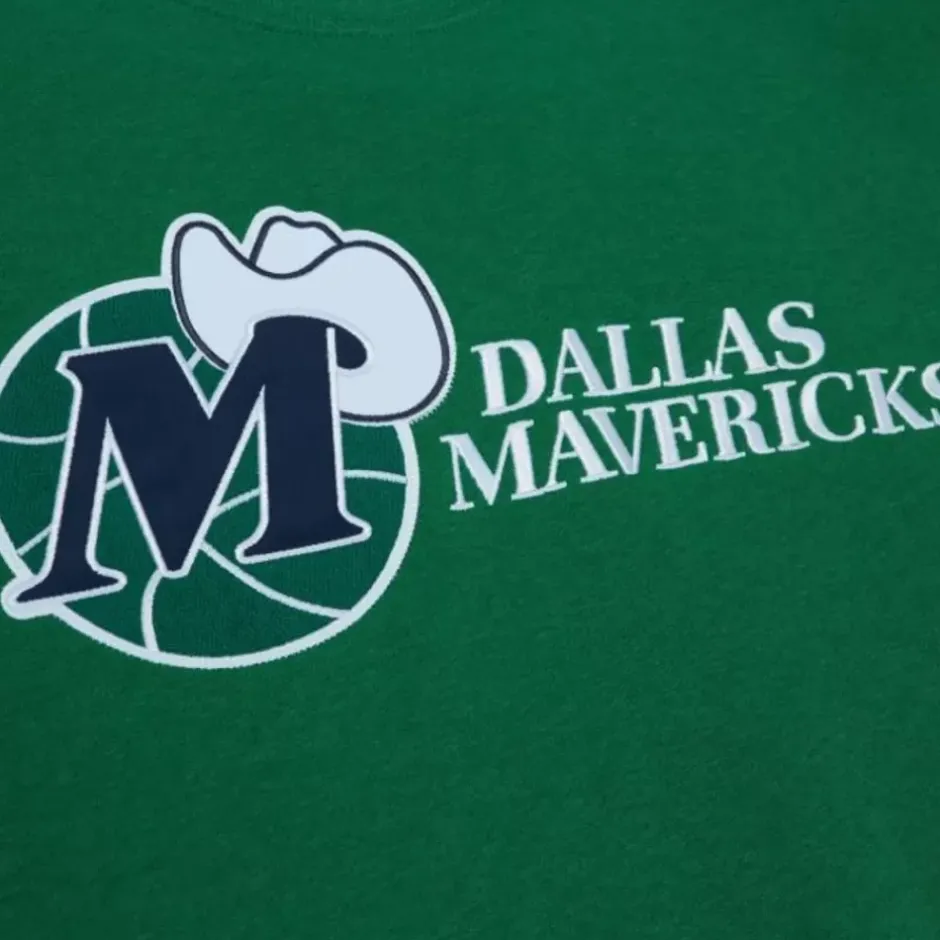 Men Mitchell & Ness Hoodies & Sweatshirts-Playoff Win 2.0 Crew Vintage Dallas Mavericks