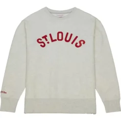 Men Mitchell & Ness Hoodies & Sweatshirts-Playoff Win 2.0 Crew Vintage St. Louis Cardinals