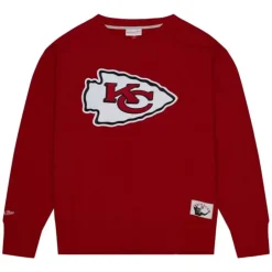 Men Mitchell & Ness Hoodies & Sweatshirts-Playoff Win 2.0 Crew Vintage Kansas City Chiefs