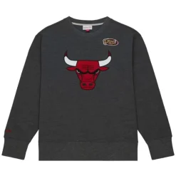 Men Mitchell & Ness Hoodies & Sweatshirts-Playoff Win 2.0 Crew Vintage Chicago Bulls