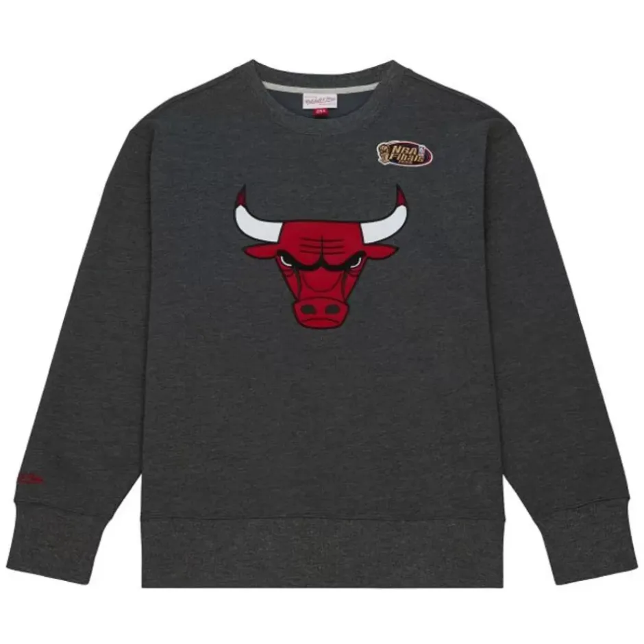 Men Mitchell & Ness Hoodies & Sweatshirts-Playoff Win 2.0 Crew Vintage Chicago Bulls
