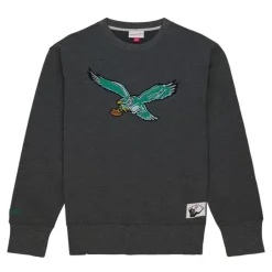 Men Mitchell & Ness Hoodies & Sweatshirts-Playoff Win 2.0 Crew Vintage Philadelphia Eagles