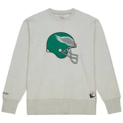 Men Mitchell & Ness Hoodies & Sweatshirts-Playoff Win 2.0 Crew Vintage Philadelphia Eagles