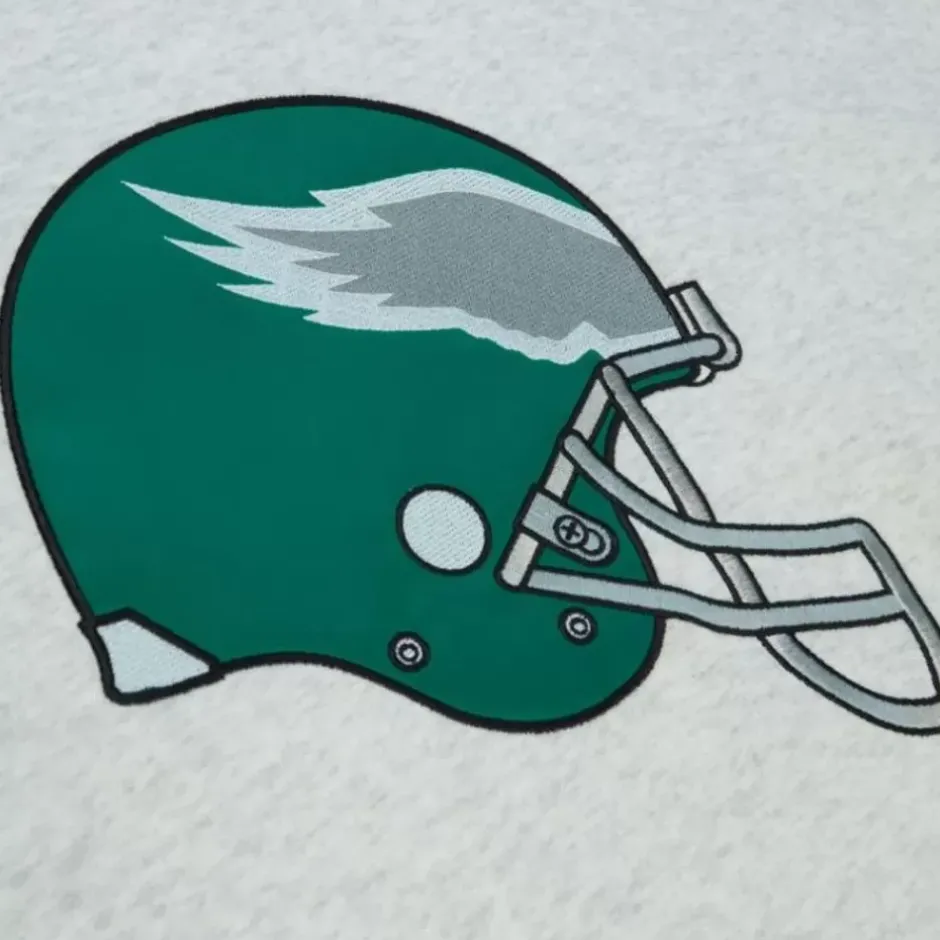 Men Mitchell & Ness Hoodies & Sweatshirts-Playoff Win 2.0 Crew Vintage Philadelphia Eagles