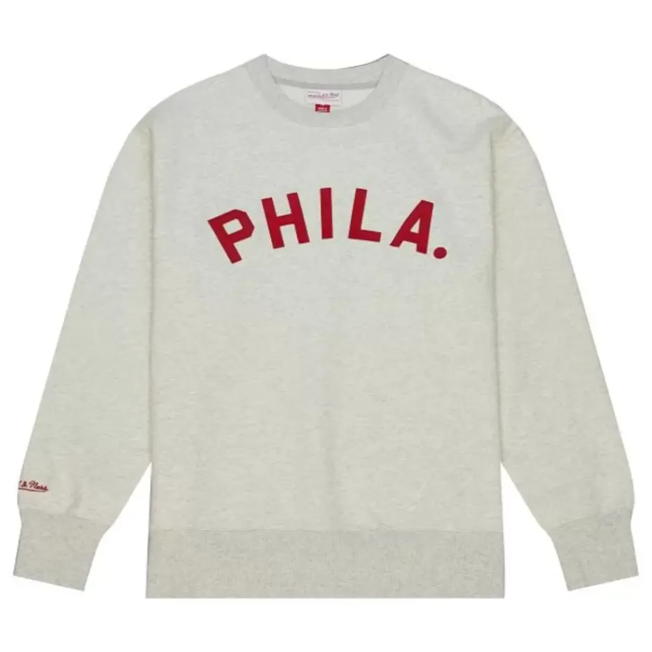 Men Mitchell & Ness Hoodies & Sweatshirts-Playoff Win 2.0 Crew Vintage Philadelphia Phillies