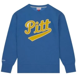 Men Mitchell & Ness Hoodies & Sweatshirts-Playoff Win 2.0 Crew Vintage University Of Pittsburgh