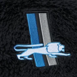 Men Mitchell & Ness Hoodies & Sweatshirts-Polar Fleece 1/4 Zip Pullover Hoodie Detroit Lions