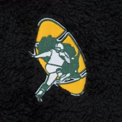 Men Mitchell & Ness Hoodies & Sweatshirts-Polar Fleece 1/4 Zip Pullover Hoodie Green Bay Packers