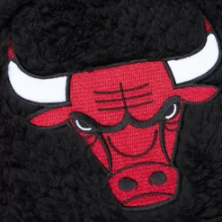 Men Mitchell & Ness Hoodies & Sweatshirts-Polar Fleece 1/4 Zip Pullover Hoodie Chicago Bulls