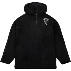 Men Mitchell & Ness Hoodies & Sweatshirts-Polar Fleece 1/4 Zip Pullover Hoodie Atlanta Falcons