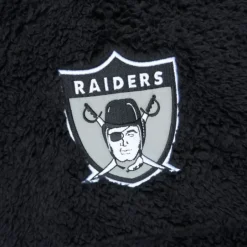 Men Mitchell & Ness Hoodies & Sweatshirts-Polar Fleece 1/4 Zip Pullover Hoodie Oakland Raiders