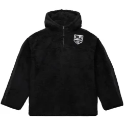 Men Mitchell & Ness Hoodies & Sweatshirts-Polar Fleece 1/4 Zip Pullover Hoodie Current Logo Los Angeles Kings