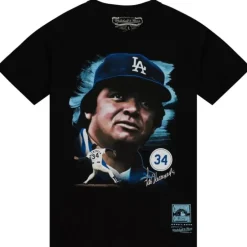 Men Mitchell & Ness T-Shirts & Tops-Portrait Tee Los Angeles Dodgers Fernando Valenzuela