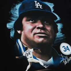 Men Mitchell & Ness T-Shirts & Tops-Portrait Tee Los Angeles Dodgers Fernando Valenzuela