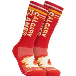 Woman Mitchell & Ness Accessories-Power Play Crew Socks Calgary Flames