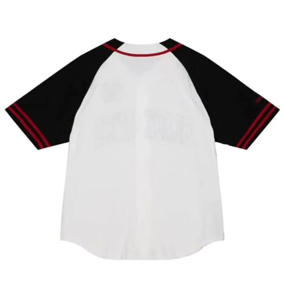 Men Mitchell & Ness T-Shirts & Tops-Practice Day Button Front Jersey Chicago Blackhawks