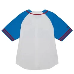 Men Mitchell & Ness T-Shirts & Tops-Practice Day Button Front Jersey Quebec Nordiques