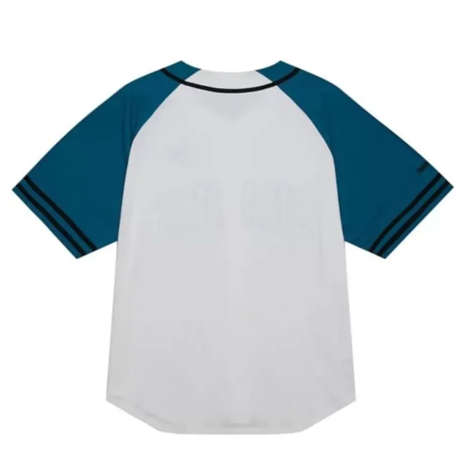 Men Mitchell & Ness T-Shirts & Tops-Practice Day Button Front Jersey San Jose Sharks