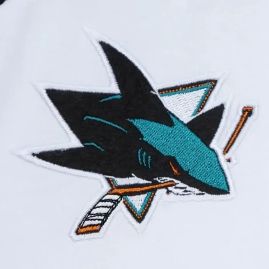 Men Mitchell & Ness T-Shirts & Tops-Practice Day Button Front Jersey San Jose Sharks