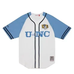 Men Mitchell & Ness T-Shirts & Tops-Practice Day Button Front Jersey University Of North Carolina