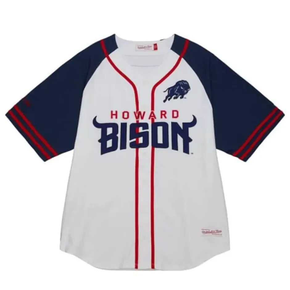 Men Mitchell & Ness T-Shirts & Tops-Practice Day Button Front Jersey Howard University