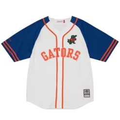 Men Mitchell & Ness T-Shirts & Tops-Practice Day Button Front Jersey University Of Florida