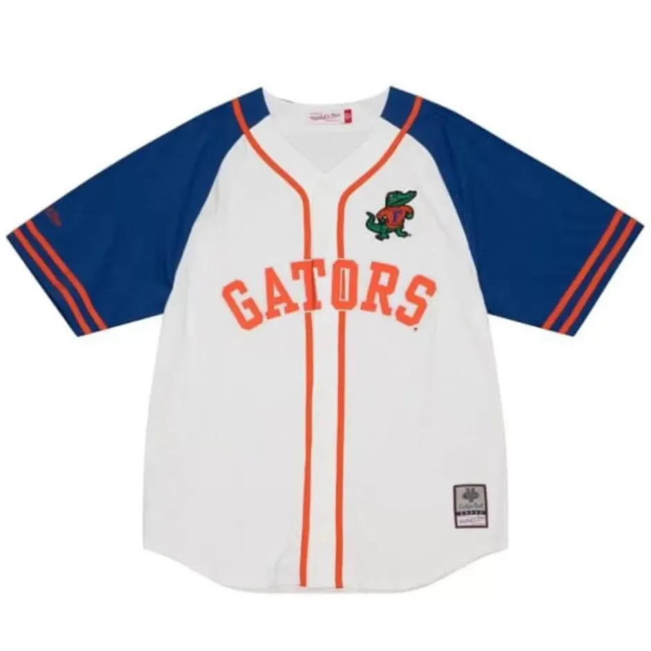 Men Mitchell & Ness T-Shirts & Tops-Practice Day Button Front Jersey University Of Florida