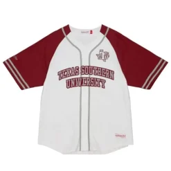 Men Mitchell & Ness T-Shirts & Tops-Practice Day Button Front Jersey Texas Southern University