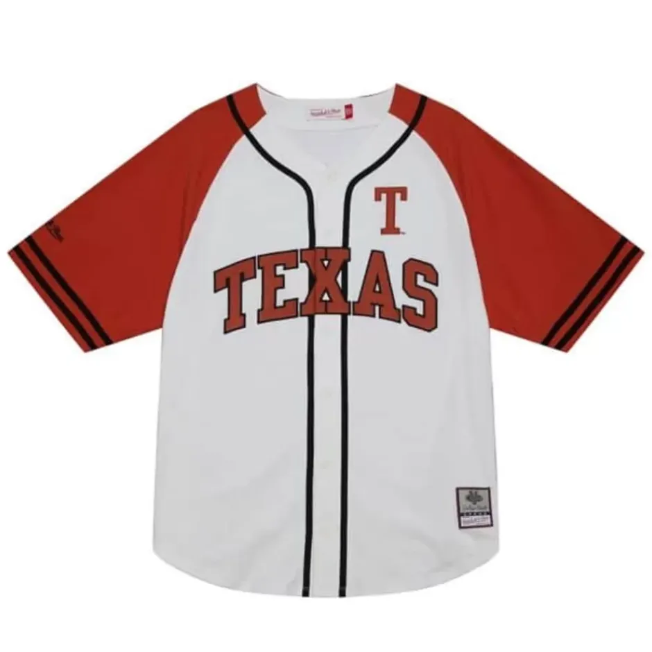 Men Mitchell & Ness T-Shirts & Tops-Practice Day Button Front Jersey University Of Texas At Austin