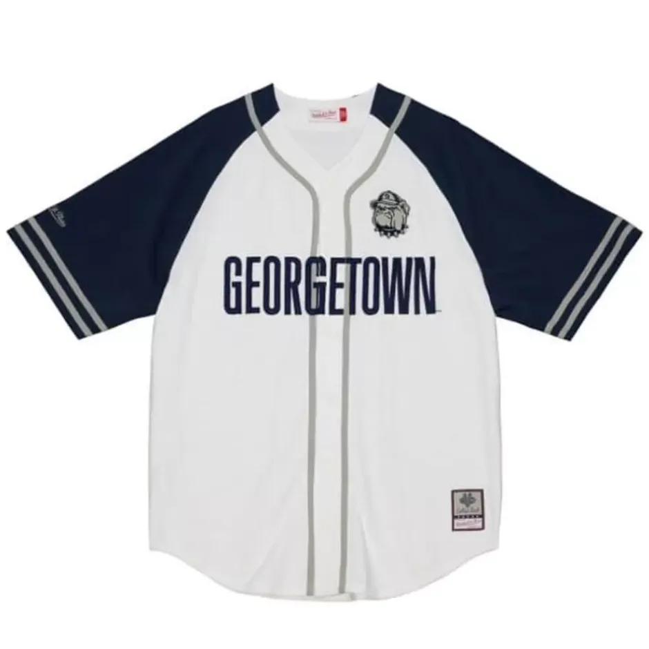 Men Mitchell & Ness T-Shirts & Tops-Practice Day Button Front Jersey Georgetown University