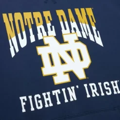 Men Mitchell & Ness Hoodies & Sweatshirts-Pre-Game Ss Fleece Hoodie University Of Notre Dame
