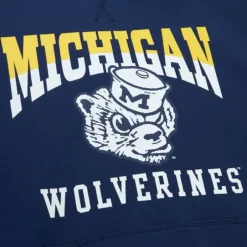 Men Mitchell & Ness Hoodies & Sweatshirts-Pre-Game Ss Fleece Hoodie University Of Michigan