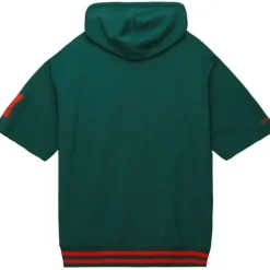 Men Mitchell & Ness Hoodies & Sweatshirts-Pre-Game Ss Fleece Hoodie University Of Miami
