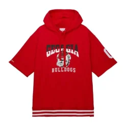Men Mitchell & Ness Hoodies & Sweatshirts-Pre-Game Ss Fleece Hoodie University Of Georgia