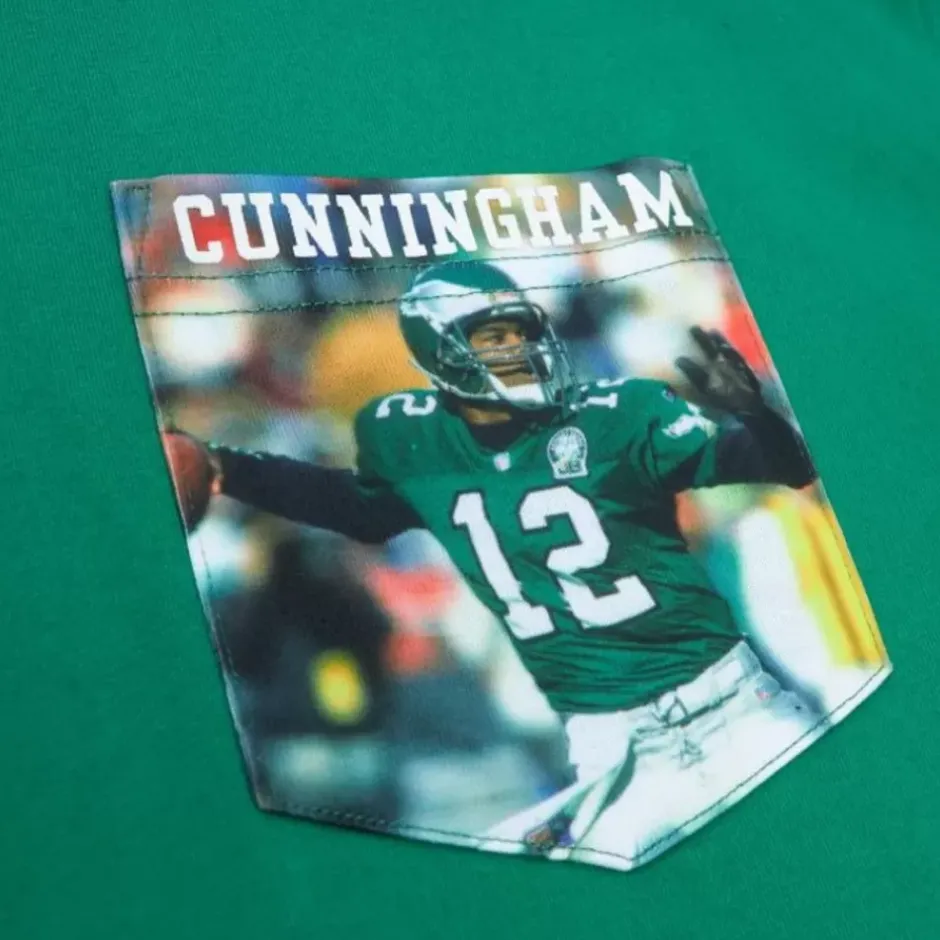 Men Mitchell & Ness T-Shirts & Tops-Premium Pocket Photo Tee Philadelphia Eagles Randall Cunningham
