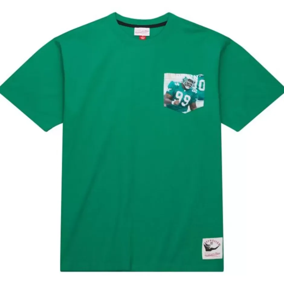 Men Mitchell & Ness T-Shirts & Tops-Premium Pocket Photo Tee Philadelphia Eagles Jerome Brown