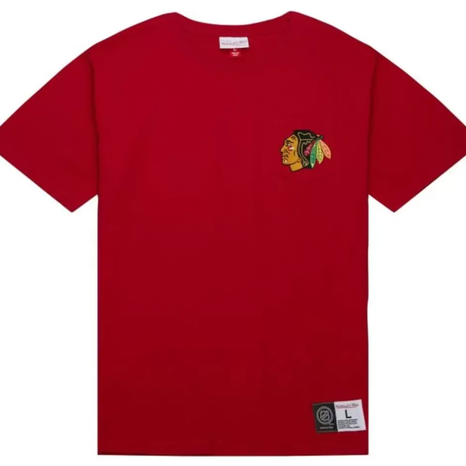 Men Mitchell & Ness T-Shirts & Tops-Premium Pocket Tee Chicago Blackhawks