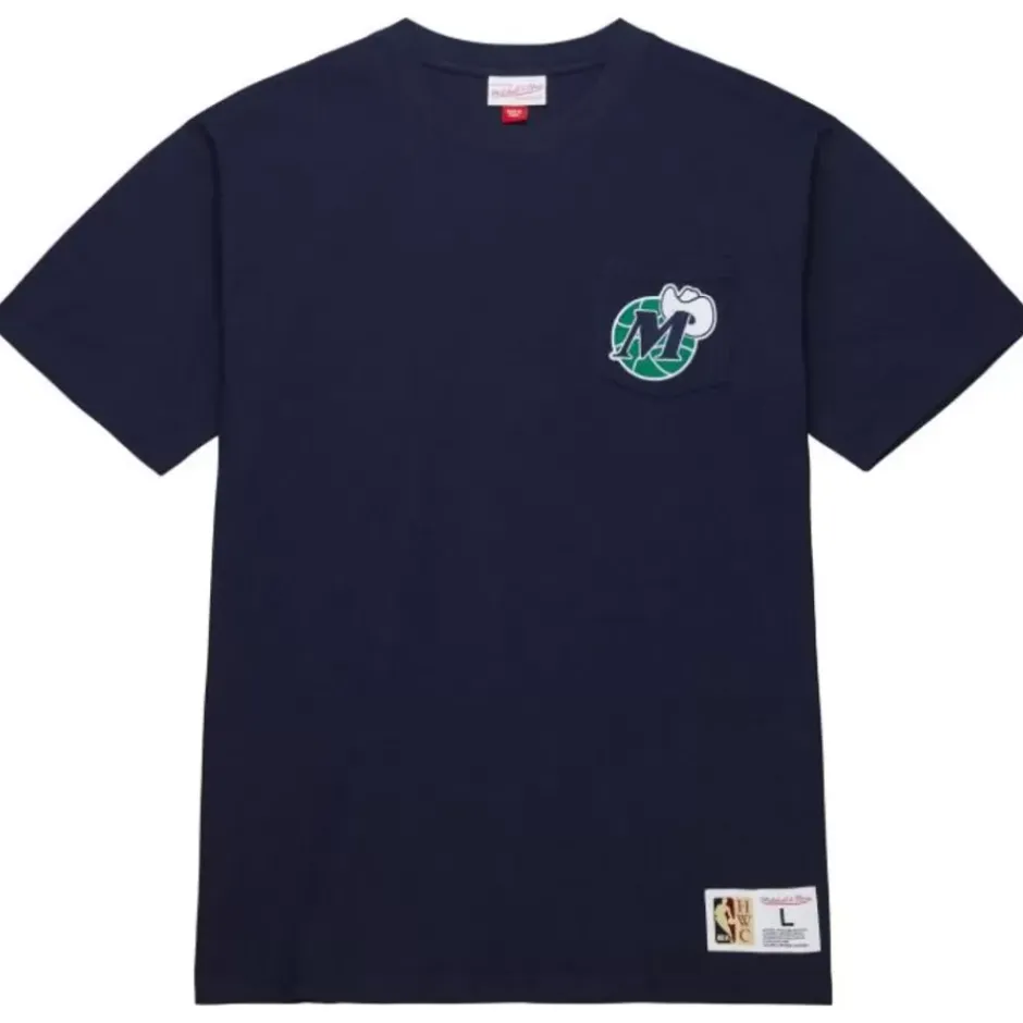 Men Mitchell & Ness T-Shirts & Tops-Premium Pocket Tee Dallas Mavericks
