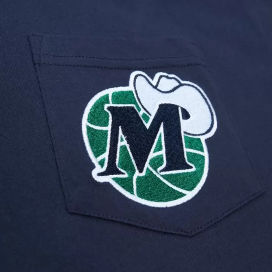 Men Mitchell & Ness T-Shirts & Tops-Premium Pocket Tee Dallas Mavericks