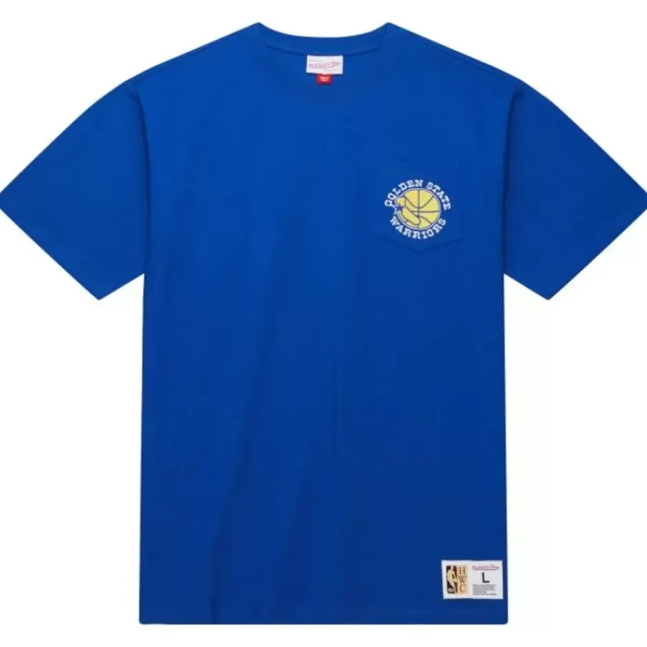 Men Mitchell & Ness T-Shirts & Tops-Premium Pocket Tee Golden State Warriors