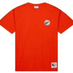 Men Mitchell & Ness T-Shirts & Tops-Premium Pocket Tee Miami Dolphins