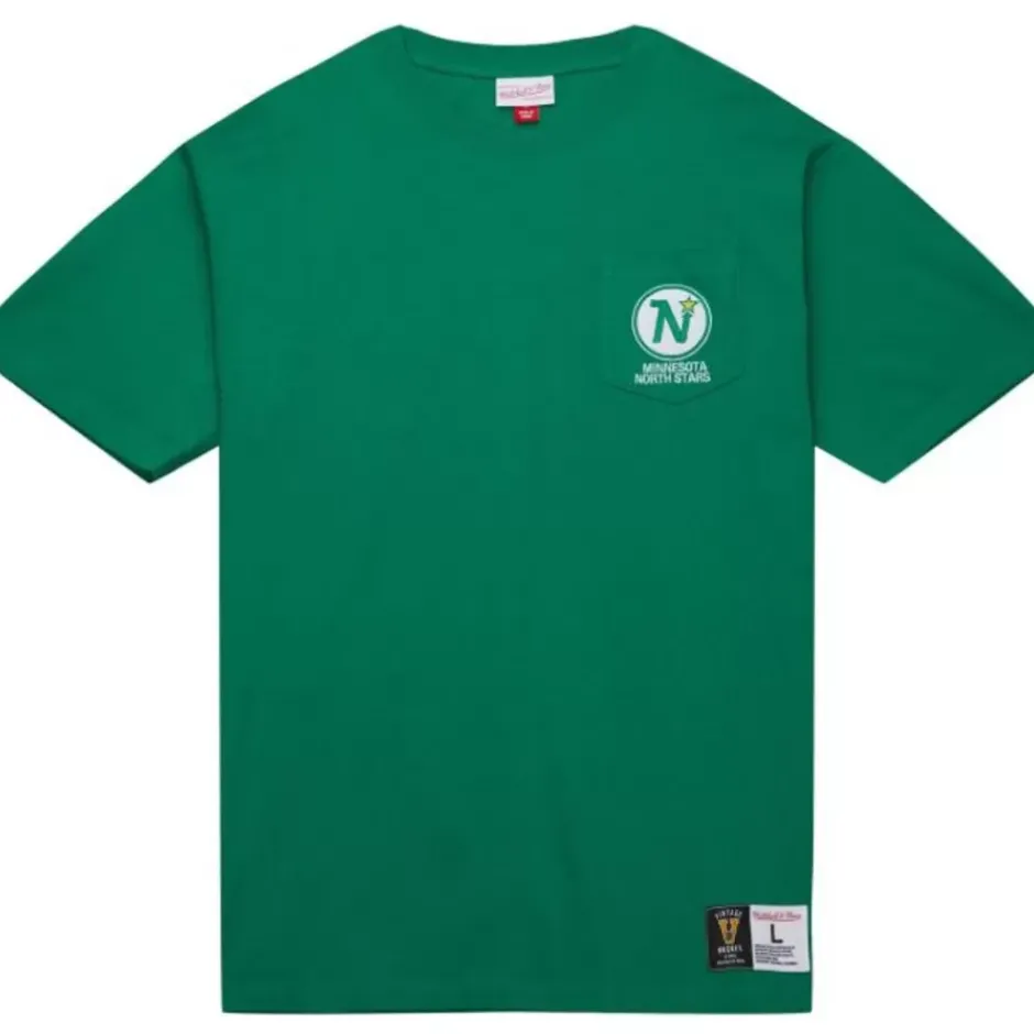 Men Mitchell & Ness T-Shirts & Tops-Premium Pocket Tee Minnesota North Stars