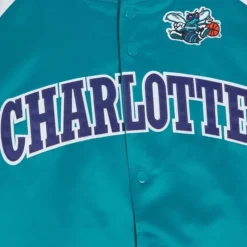 Men Mitchell & Ness Jackets & Outerwear-Primetime Lightweight Satin Jacket Charlotte Hornets