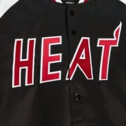 Men Mitchell & Ness Jackets & Outerwear-Primetime Lightweight Satin Jacket Miami Heat