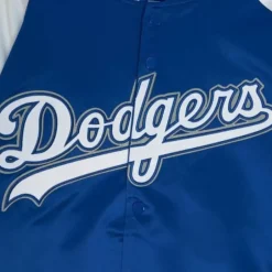 Men Mitchell & Ness Jackets & Outerwear-Primetime Lightweight Satin Jacket Los Angeles Dodgers