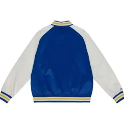 Men Mitchell & Ness Jackets & Outerwear-Primetime Lightweight Satin Jacket Golden State Warriors