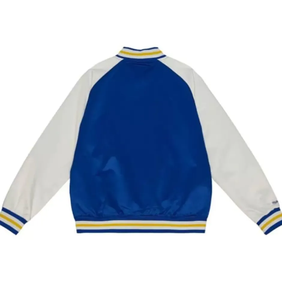 Men Mitchell & Ness Jackets & Outerwear-Primetime Lightweight Satin Jacket Golden State Warriors