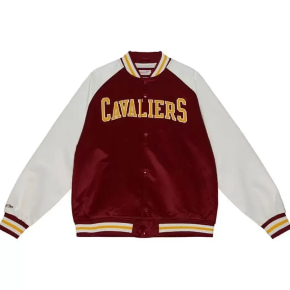 Men Mitchell & Ness Jackets & Outerwear-Primetime Lightweight Satin Jacket Cleveland Cavaliers