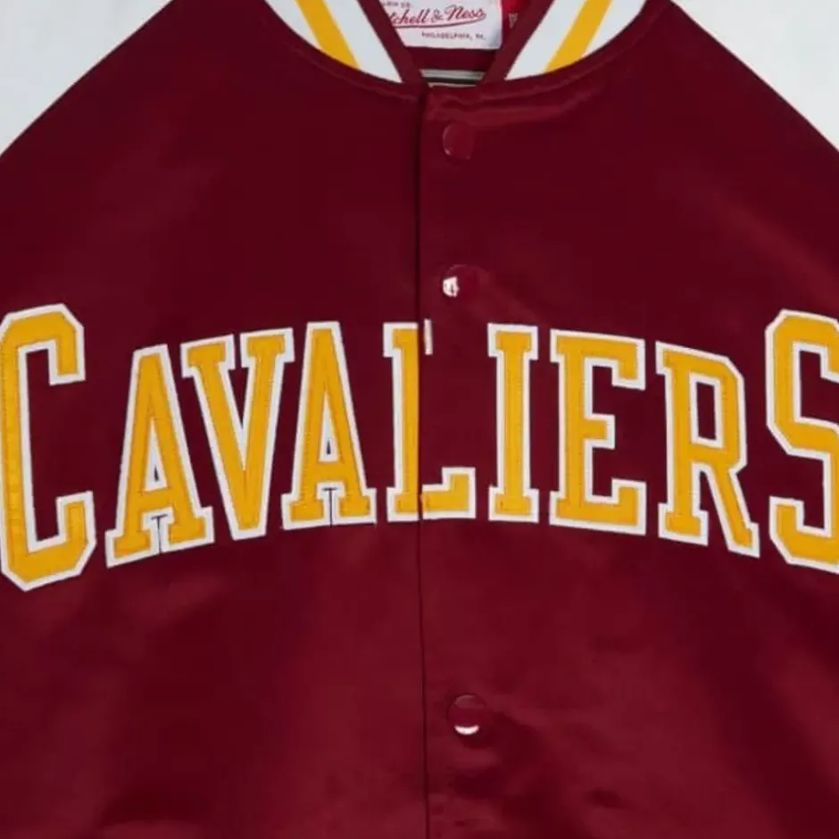 Men Mitchell & Ness Jackets & Outerwear-Primetime Lightweight Satin Jacket Cleveland Cavaliers