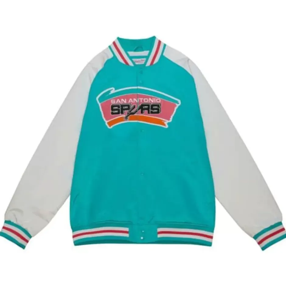 Men Mitchell & Ness Jackets & Outerwear-Primetime Lightweight Satin Jacket San Antonio Spurs